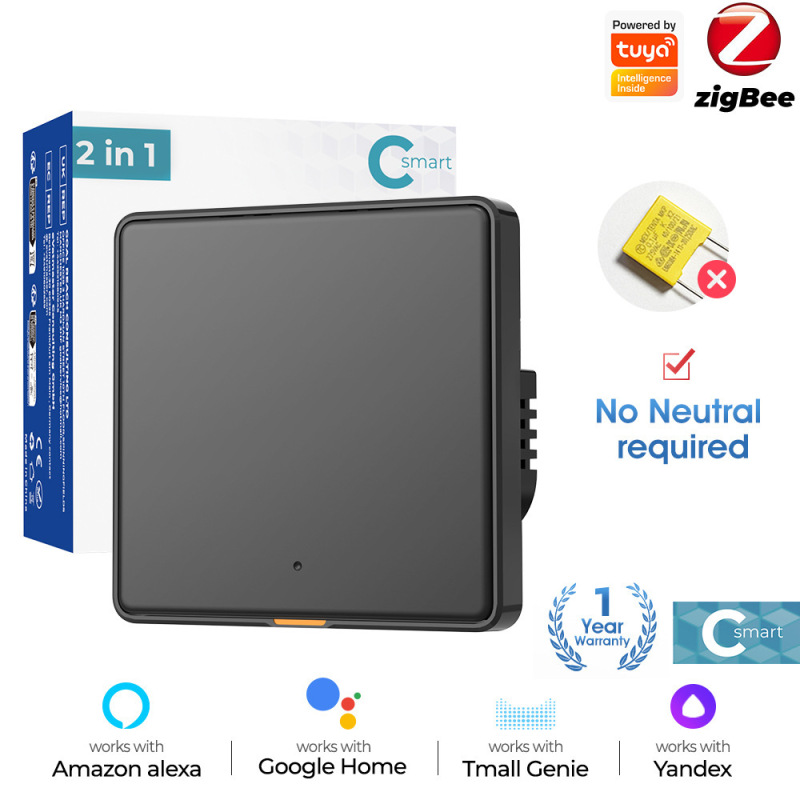 Zigbee ウォールボタンスマートスイッチライトシングル電源ライン磁気保持 Tuya APP タイミング音声ホーム|undefined