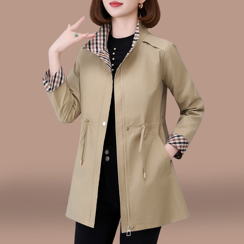 Mid-length trench coat for women, 2026 new spring and autumn style, fashionable loose jacket for middle-aged mothers, casual versatile top Mid-length trench coat for women, 2026 new spring and autumn style, fashionable loose jacket for middle-aged mothers, casual versatile top