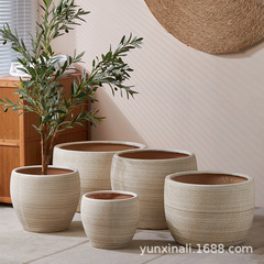 シンプルな陶磁器の植木鉢の特大サイズの客間のベランダの緑の植木鉢の金持ちの木の専用の着地の置物の通気性