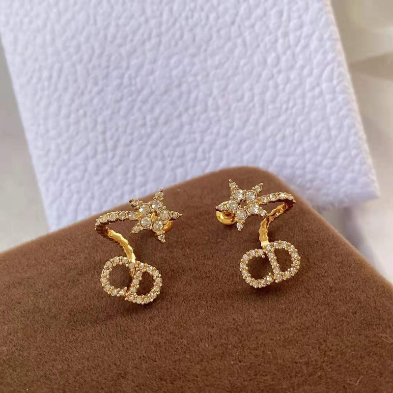 D home/dijia five-pointed star letter CD pearl earrings 925 silver needle women's earrings high quality factory wholesale