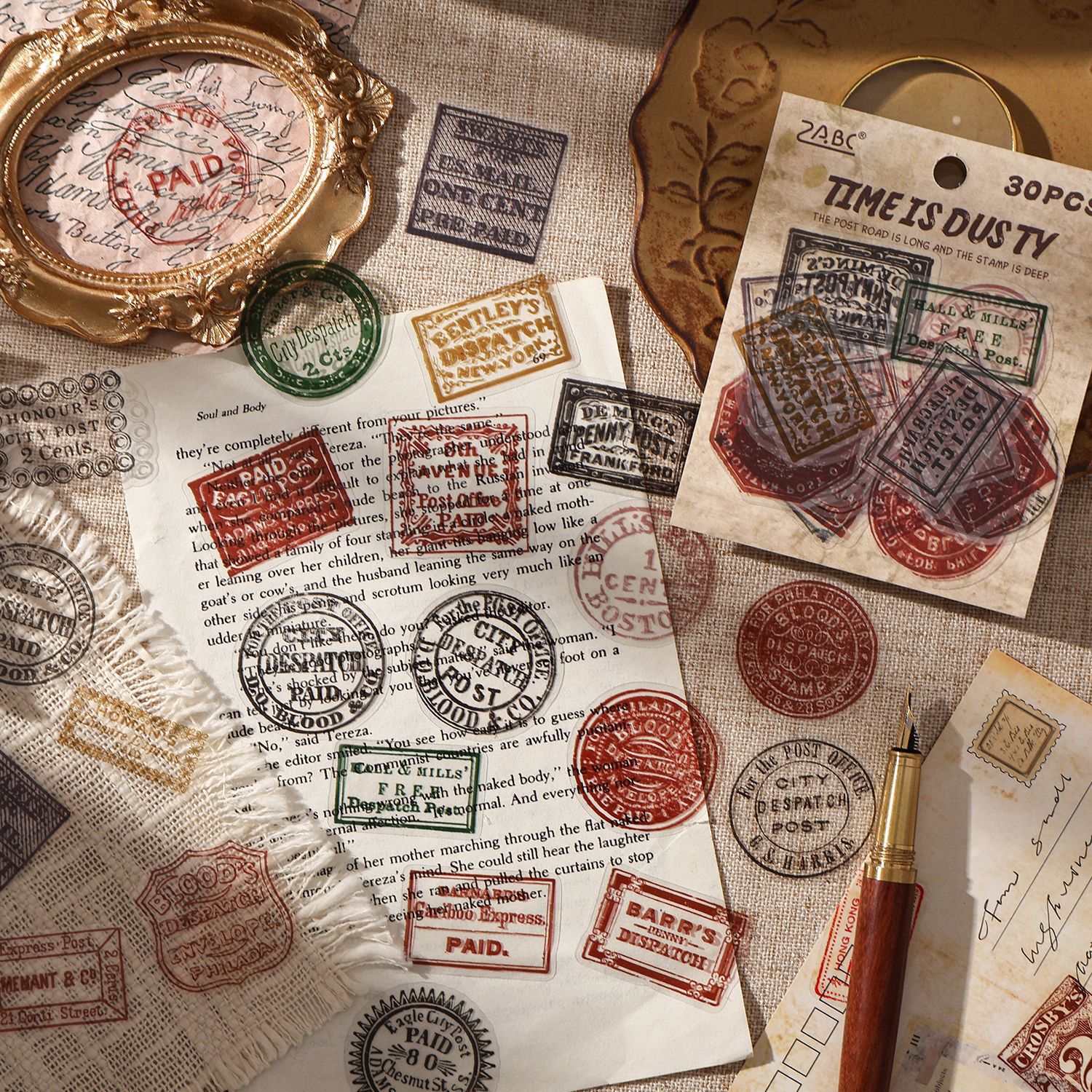 Impresión de la serie de años antiguos, paquete de pegatinas de pet transparente a prueba de agua, etiqueta de material de decoración de cuenta manual de bricolaje transfronterizo, etiqueta de sellado