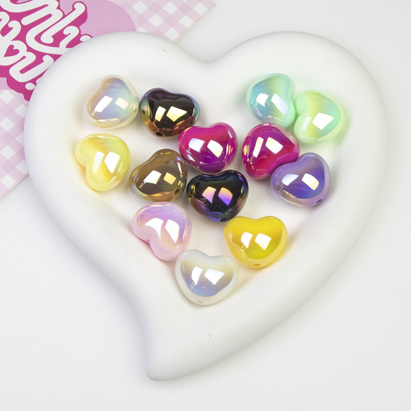 Ding Yi Cold Moon colorful K26 fat love electroplated solid color beads loose beads heart-shaped beads diy mobile phone chain accessories