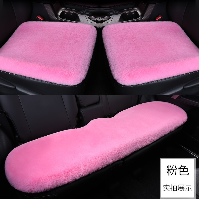 Cojín del coche de invierno de conejo de felpa sin respaldo de tres piezas de lana cálida funda de cojín del asiento trasero de una sola pieza universal cojín del coche