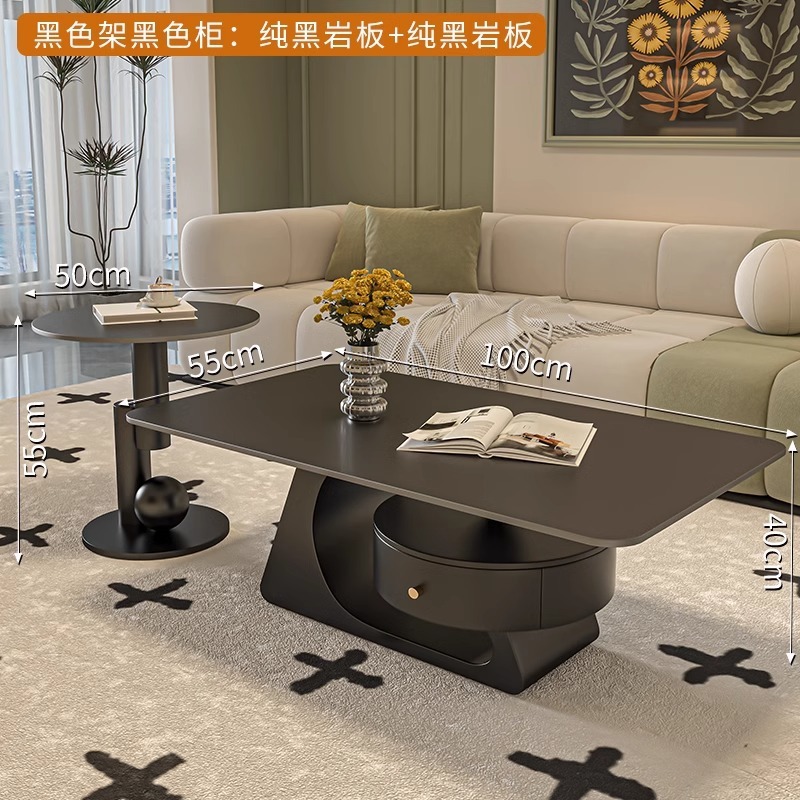 Crema rectangular madera tabla de mesa de mesa de roca lujoso moderno simple hogar pequeño sala de estar nueva mesa de alta calidad