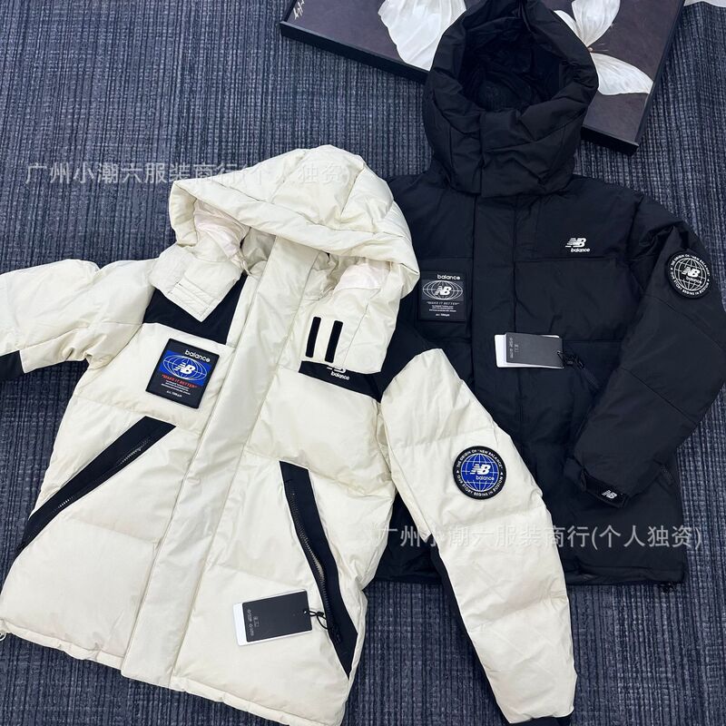 Nb Balance Hooded down Jacket for Men and Women, Winter Style, Loose, Thickeneded, Warm, Retro Couple's Bread Jacket