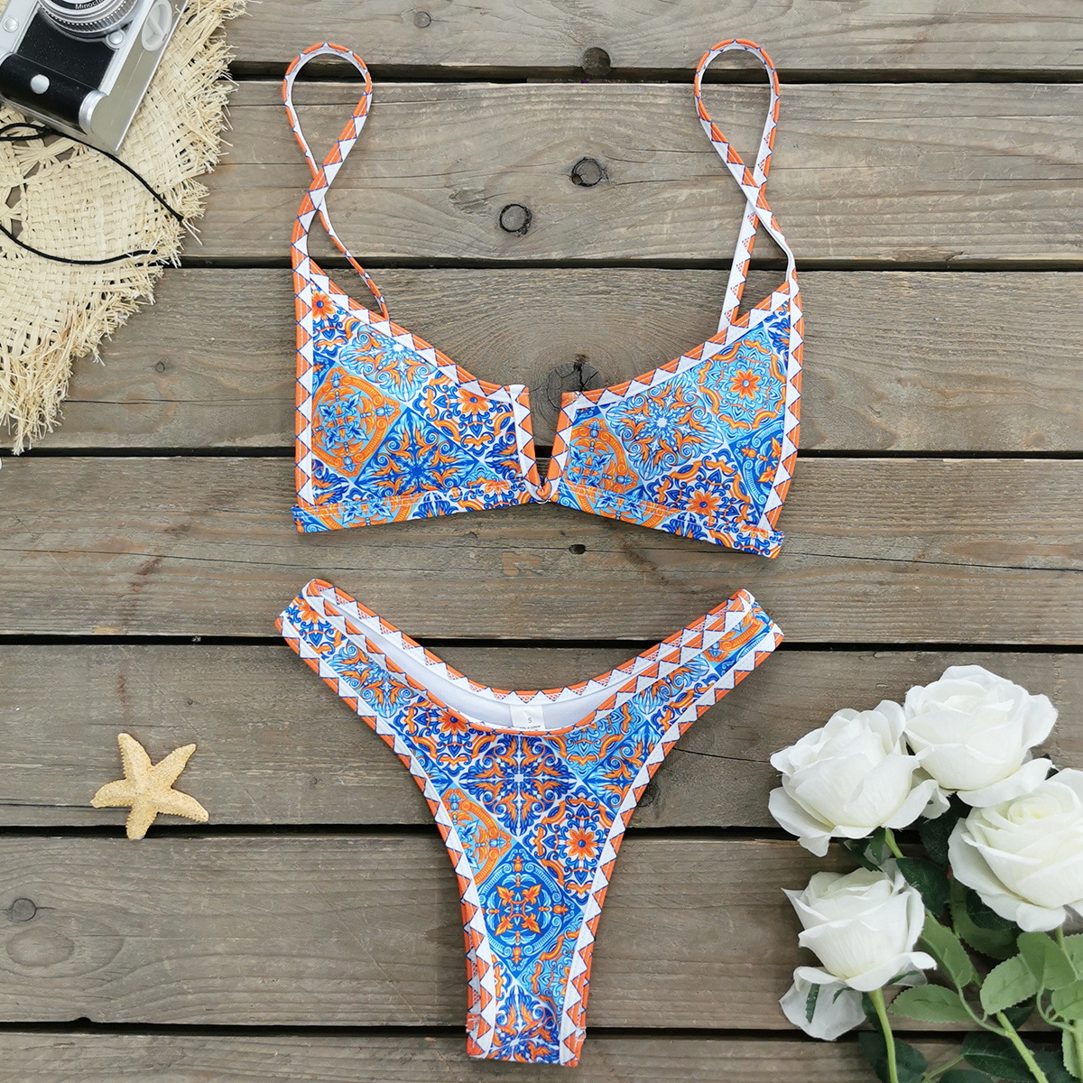 126g Weight Sexy Feel Of Sensation Mid Waist Panties Waist Bikini Panties Style Bralette Bra Category Polyester Fabric Type 2 Pieces Set Quantity Swimming Pool, Beach Occasion Multicolor Pattern Women's Gender Women's Multicolor 2 Pieces Set Bikinis Swimwear 3