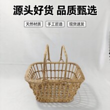 印尼藤编手提野餐篮手工镂空收纳篮户外露营水果篮买菜篮购物篮子
