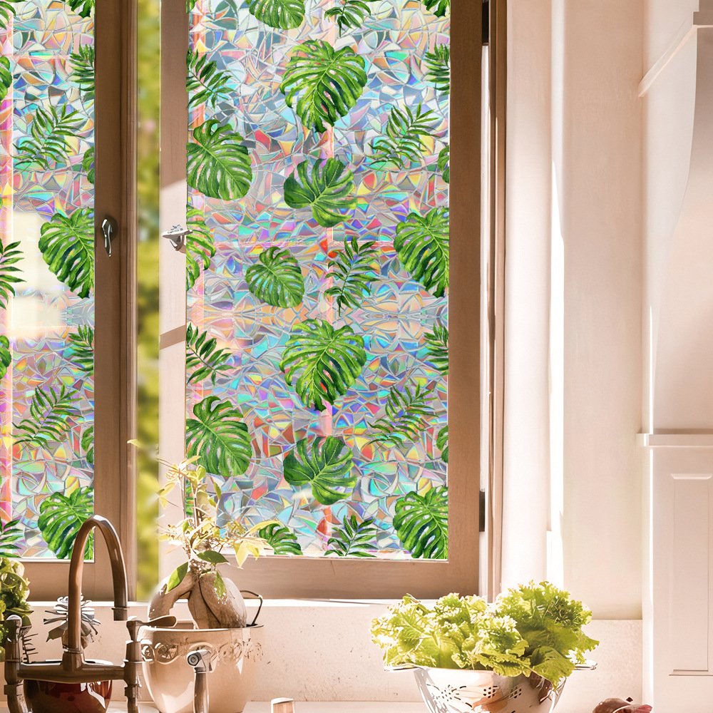 140g Weight Glass paster Home Textiles & Decor Type PVC Material Leaf Pattern Casual, Pastoral Style Casual Pastoral Leaf PVC Glass Paster Wall Art 142