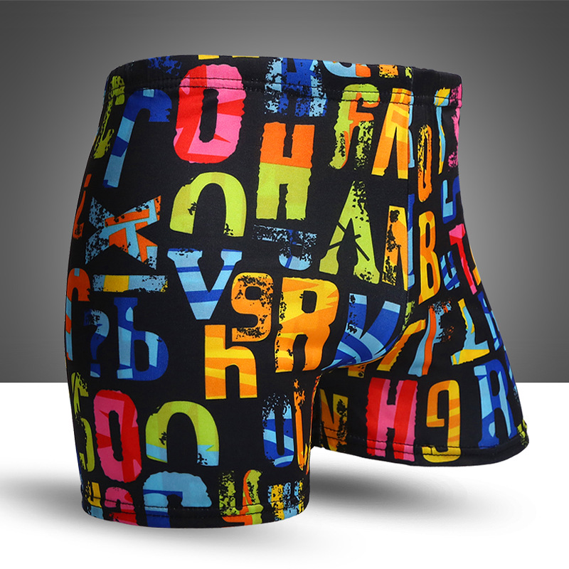 Adult Men's Swimming Trunks One Size Milk Silk Boxer Printed Swimming Trunks Men's Hot Spring Beach Swimming Trunks Factory Wholes