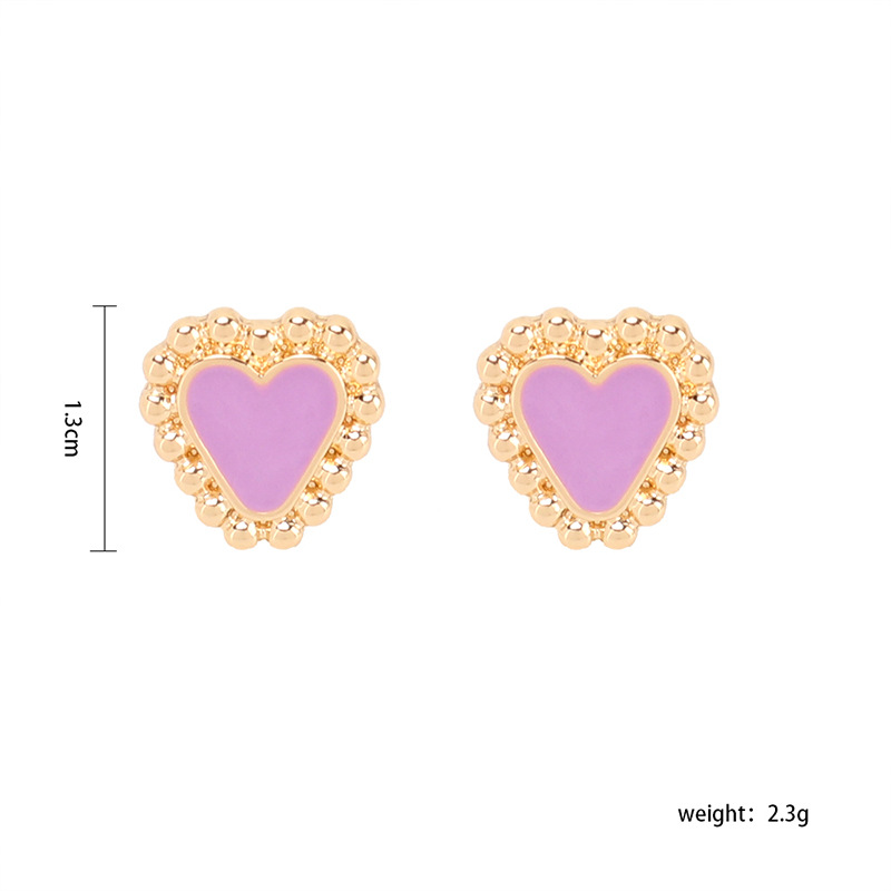 Wholesale Jewelry Color Heart Dripping Earrings Nihaojewelry display picture 1