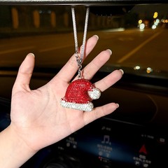 新款欧美圣诞节汽车挂件雪人圣诞老人帽圣诞树镶钻卡通挂饰礼物