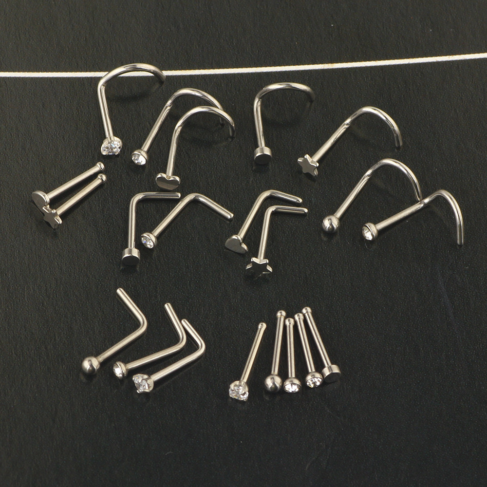 Stainless Steel Geometric Nose Stud Set - Body Piercing Jewelry Accessories Nose Ring Kit detail image 10