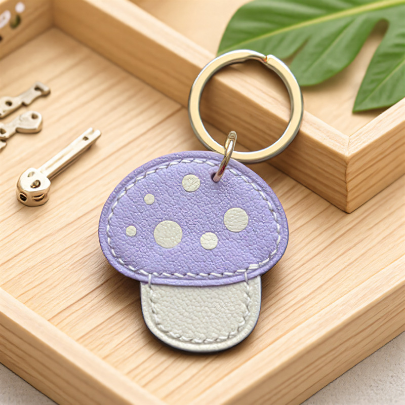 12g Weight Slip-on Clasp Closure Type Keychain Classification 1 Piece Quantity Daily Occasion Pu Leather, Metal Material Mushroom Pattern Unisex Gender Cute Style Cute Mushroom Pu Leather Metal Unisex Slip-on Keychain 6