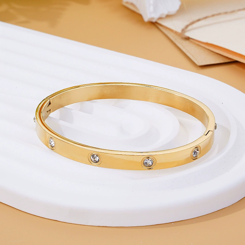 Ф fashion бриллиант-аксессуар изм stainless steel браслет, 4/6 мм, позолота 18K золото и розовое золото