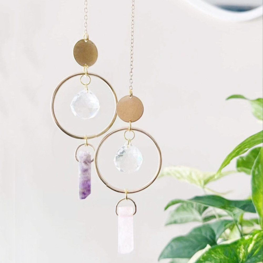Simple Style Circle Crystal Metal Wind Chime display picture 1
