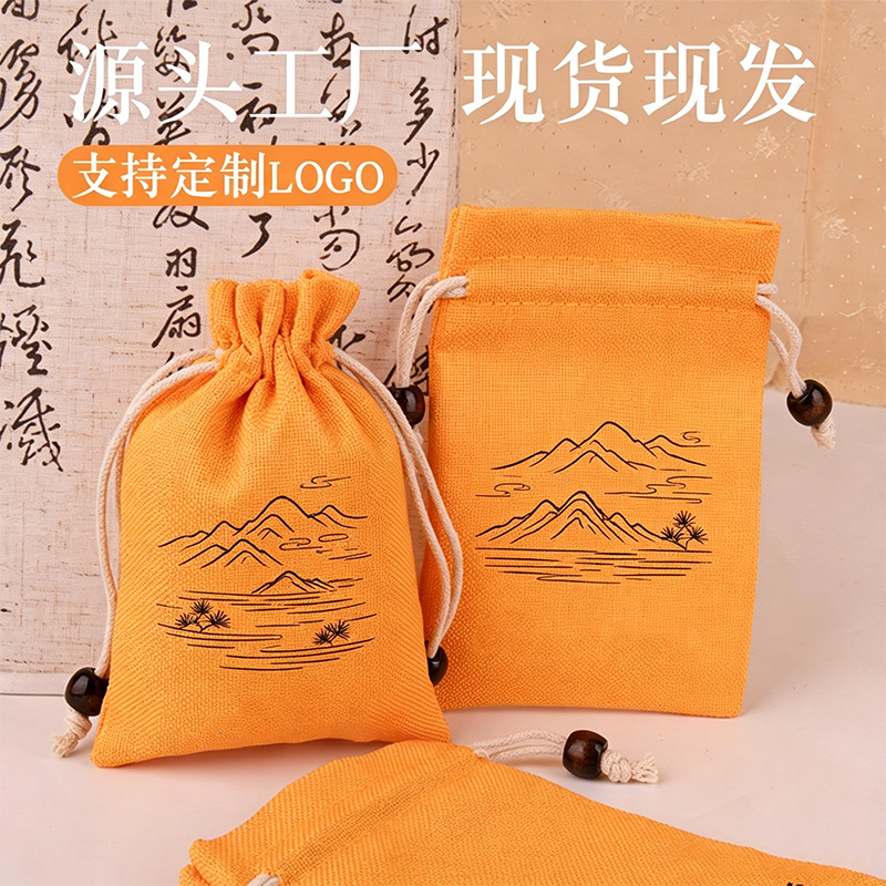 Chinese-Style Linen Lucky Bag-Style Cotton and Linen Drawstring Bags for Jewelry Packaging, Gift Bags, Empty Bags with Printed Patterns Chinese-Style Linen Lucky Bag-Style Cotton and Linen Drawstring Bags for Jewelry Packaging, Gift Bags, Empty Bags with Printed Patterns