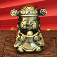 黃銅財神爺小擺件五路財神創意小禮品家居辦公桌面車載擺件批發