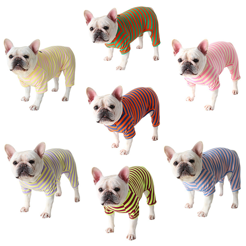 Petstyle 法斗七彩双色睡衣 全棉四脚衣 胖狗狗衣服柯基英斗巴哥