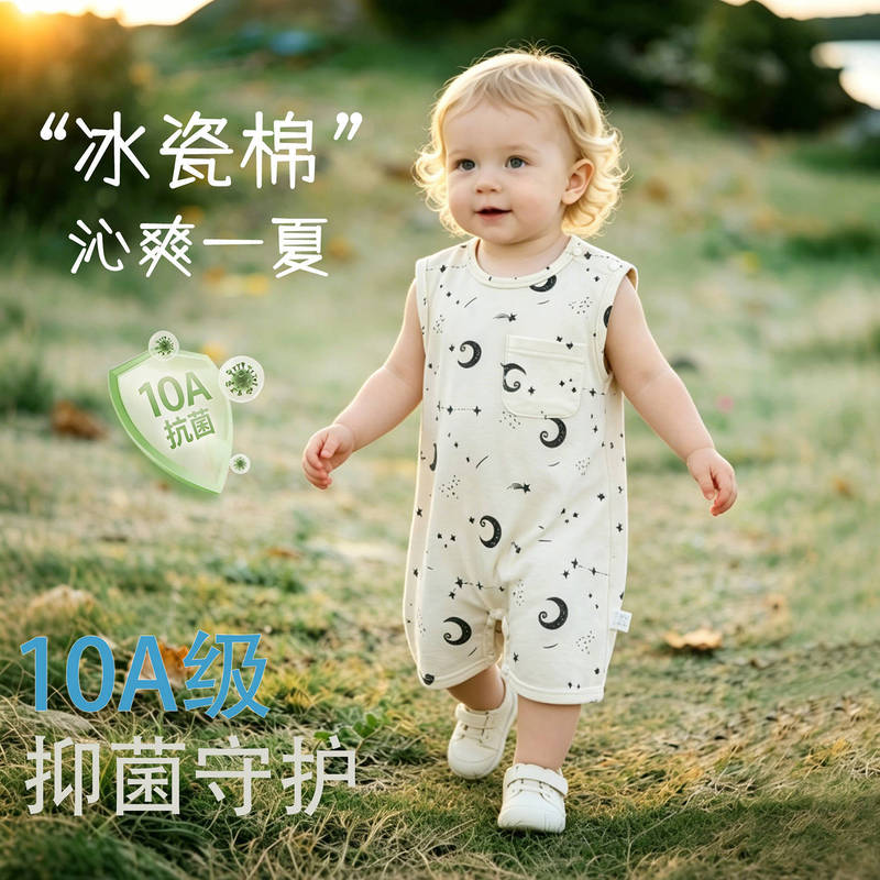 Baby Summer Clothes, Newborn Sleeveless Romper, Thin Crawling Suit, Pure Cotton Outing Clothes for Boys and Girls, One-Piece Outfit Baby Summer Clothes, Newborn Sleeveless Romper, Thin Crawling Suit, Pure Cotton Outing Clothes for Boys and Girls, One-Piece Outfit