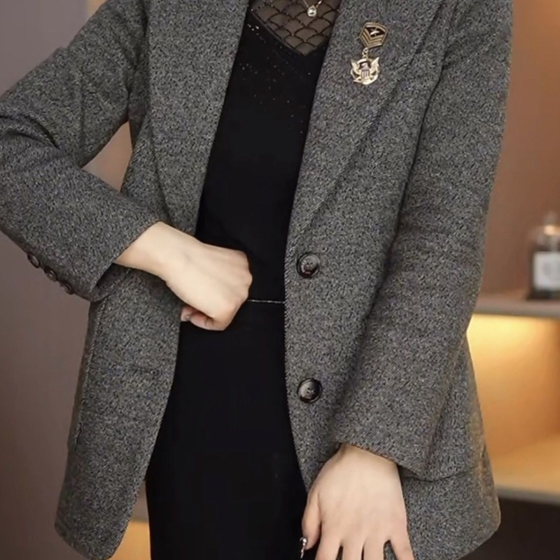 木雅精纺西装外套2025秋冬新款女装极简风气质优雅妈妈装外套|undefined