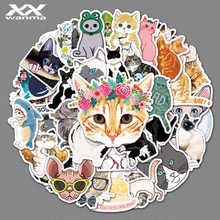 50張個性可愛貓咪卡通塗鴉筆記本手賬行李箱汽車滑板車裝飾貼紙