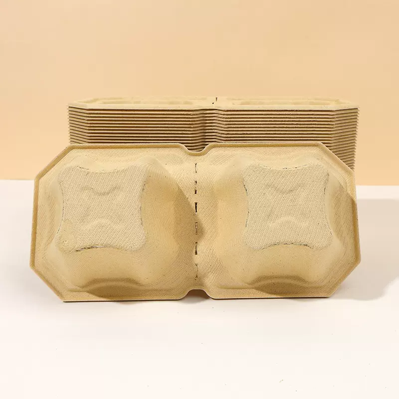 防水高承重一次性高端咖啡奶茶饮品双杯托可拆卸竹浆环保杯托底座