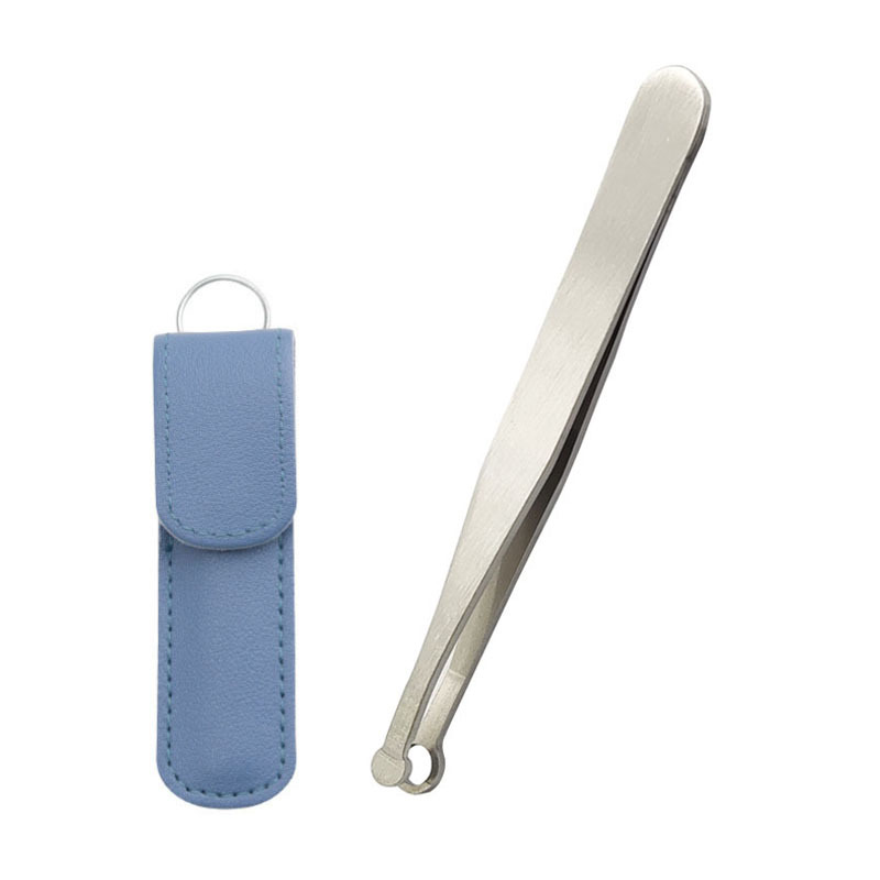 Acero inoxidable cabeza redonda anillo nariz pelo tijeras prensa en forma de nariz pelo clip nariz pelo cuchillo cuero cubierta barba trimmer belleza herramienta