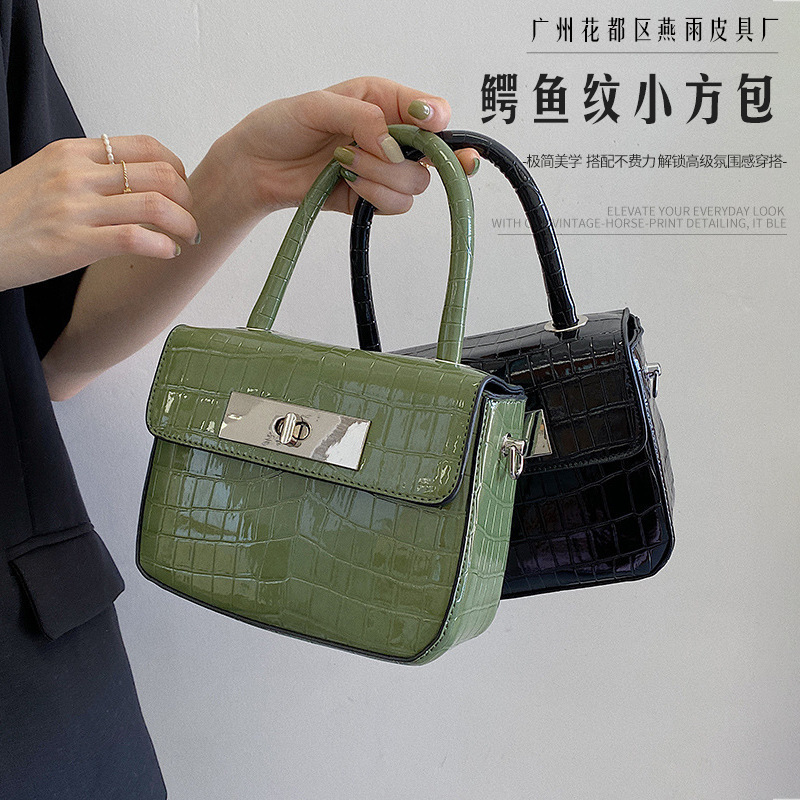 New Crocodile Pattern Small Square Bag, Fashionable and Versatile Women's Handbag, Niche High-End Style, Single Shoulder Crossbody Commuter Bag