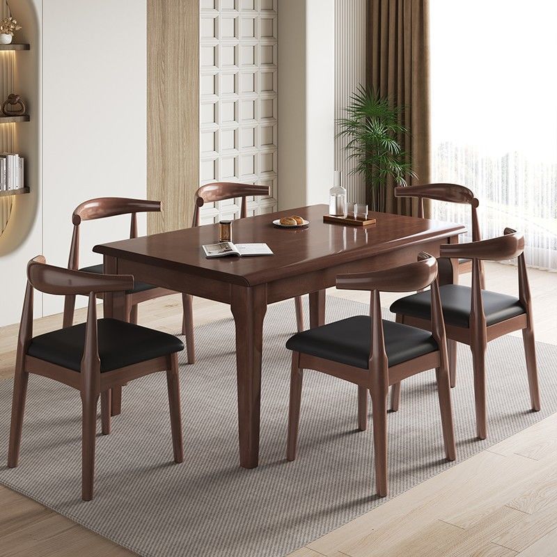 Nordic Style Log Full Solid Wood Dining Table Household Rectangular Dining Table Coffee Table Homestay Small Apartment Tea Table Integrated