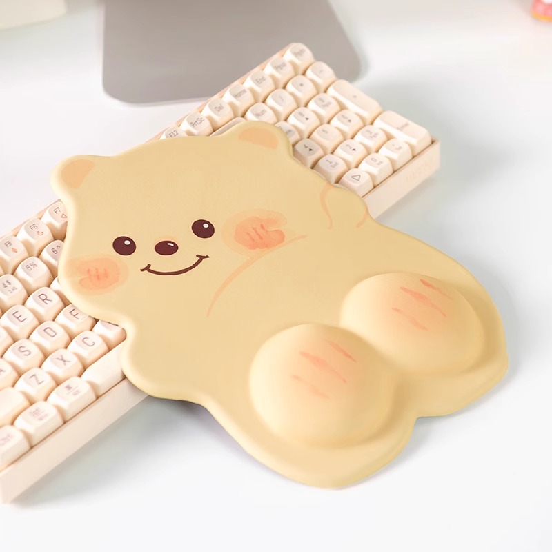 Mantequilla oso almohadilla de muñeca de oficina niñas adorable almohadilla de mesa de alta cara almohadilla de muñeca de teclado de computadora
