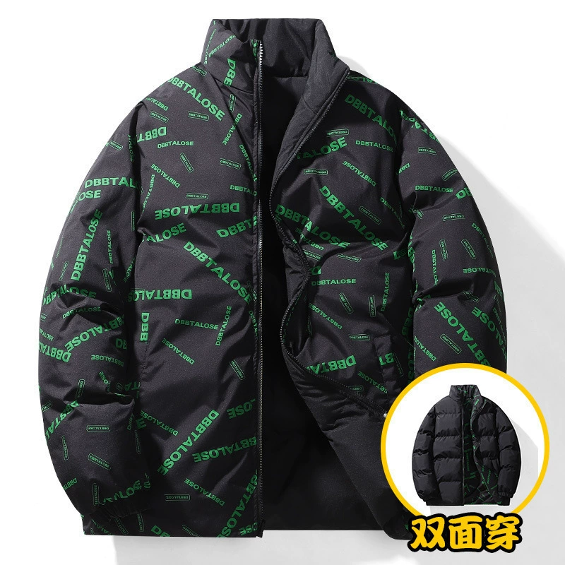 Двусторонняя хлопчатобумажная одежда для мужчин новый зимний модный бренд хлопчатобумажная куртка для мальчиков хлебная одежда повседневная хлопчатобумажная мужская куртка