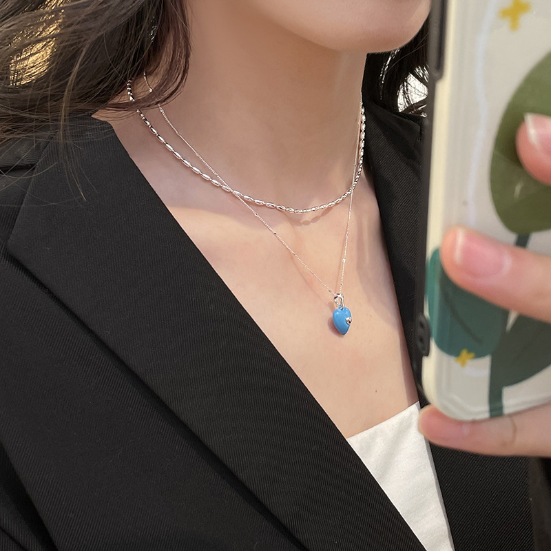 Summer silver millet beaded love necklace women's fashion versatile light luxury niche choker clavicle chain necklace_voghion.com