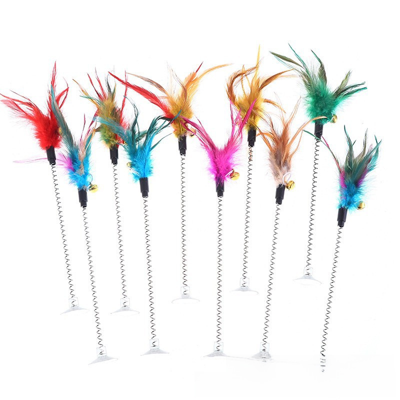 벨 깃털 고양이 시세 도매 애완 동물 고양이 장난감 토끼 모피 고양이 시세 스틱 빨판 스윙 봄 고양이 시세 장난감