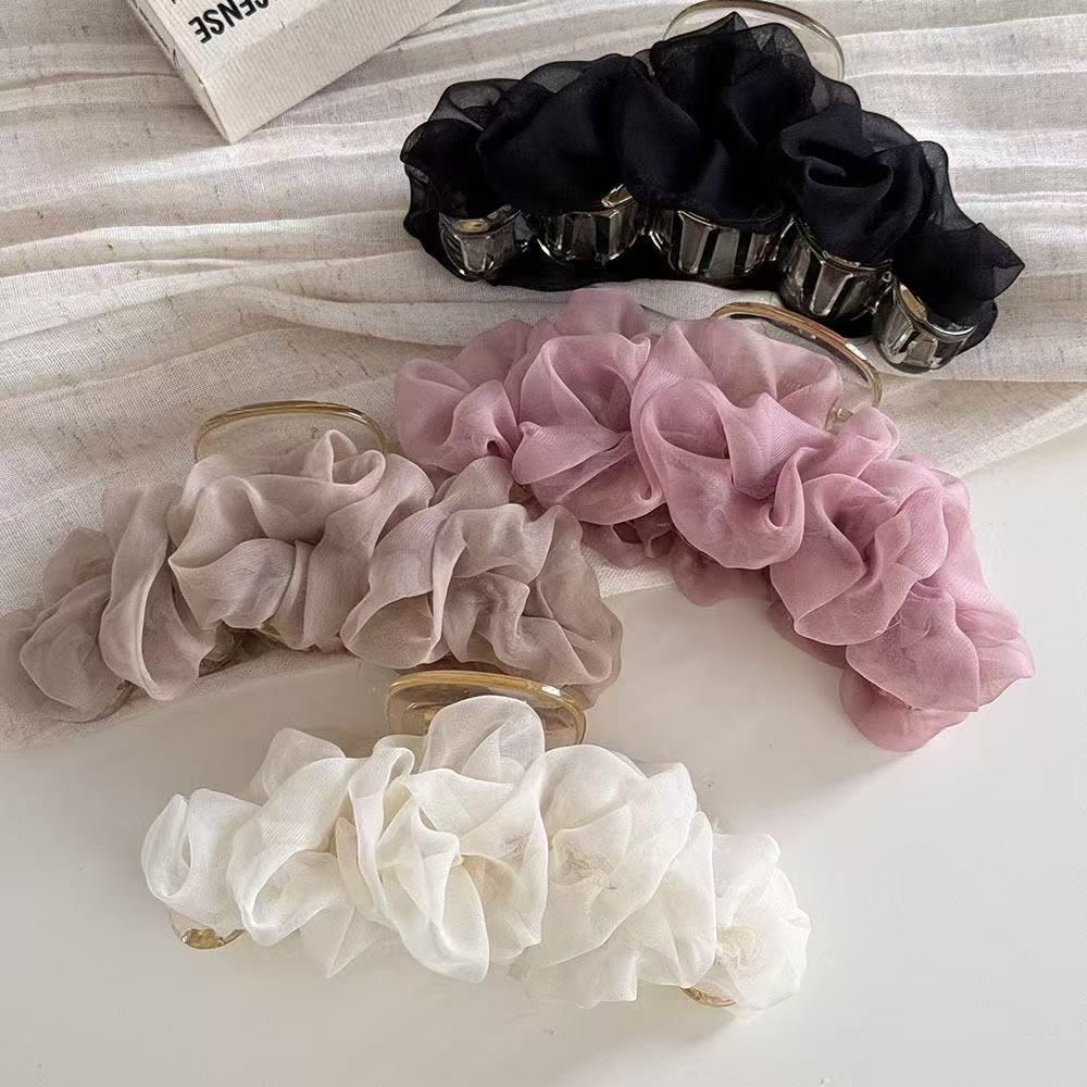 Mesh Pleated Hair Clip for Women, Large Claw Clip for Back of Head, Trendy 2026 New Style, High-End Hair Accessory