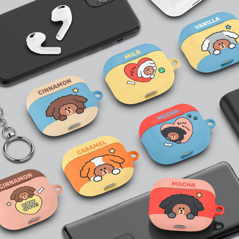 Linefriends wireless Bluetooth earphone case for AirPods with a dog design, 3rd generation, protective cover, 123 Pro model
