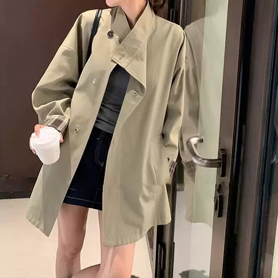 2025秋季新款感小个子短款风衣女宽松休闲短外套复古简约日系