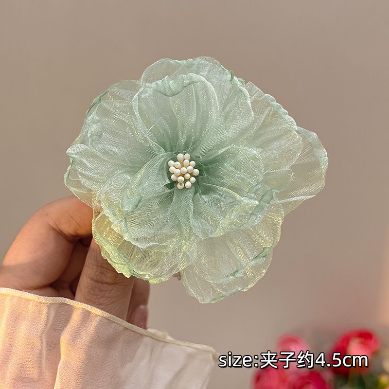 超仙仿真玫瑰花发夹后脑勺气质低马尾百合花朵抓夹氛围感百搭发饰|undefined