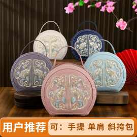 国风手工diy刺绣包新中式百搭小圆包材料包斜跨单肩手提包女