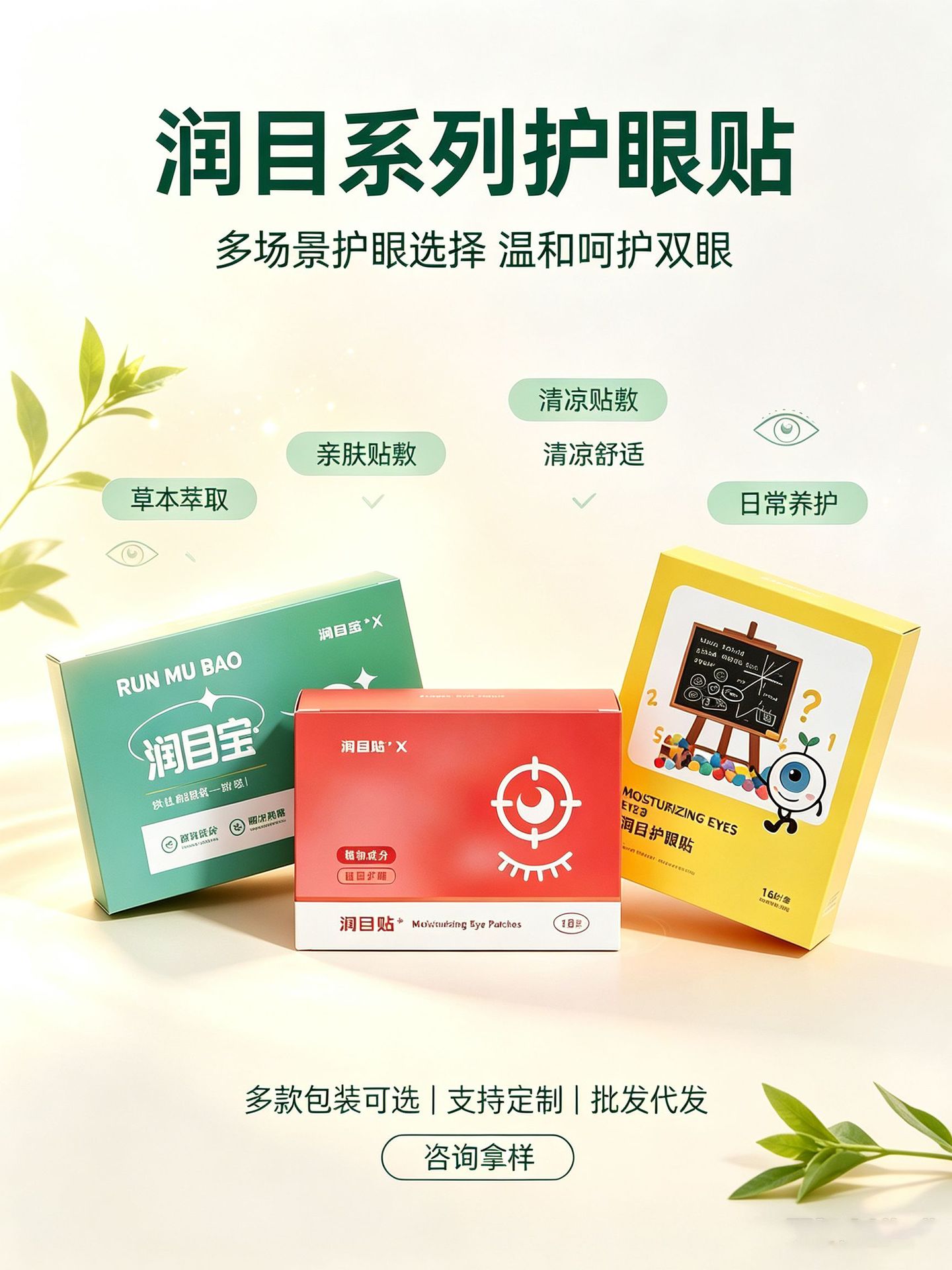 Herbal Cooling Eye Patches with Mugwort Hydrogel for Eye Fatigue Relief Refreshing Eye Care 6 Patches overview