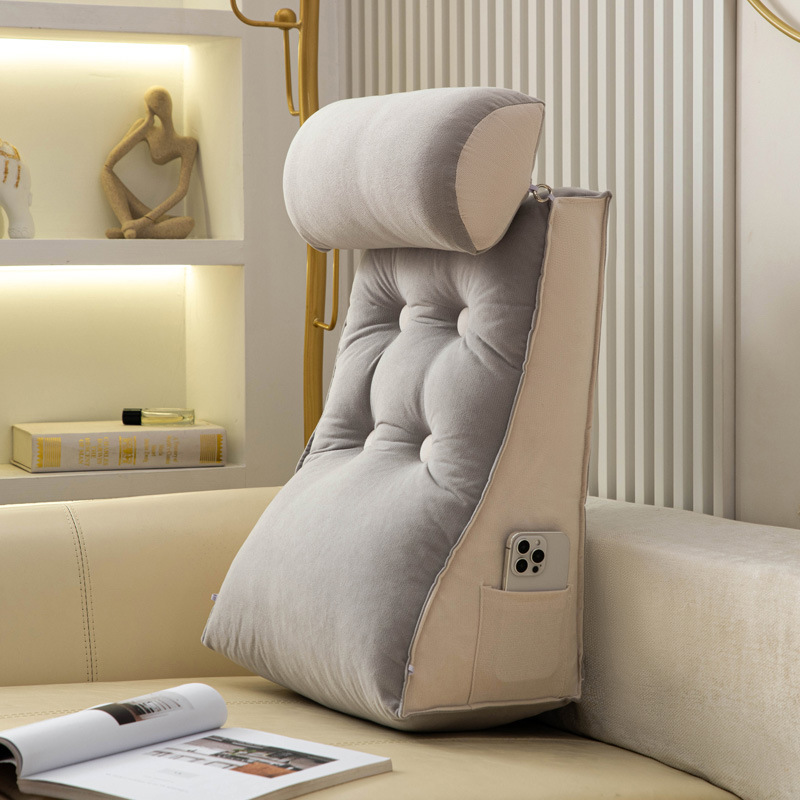 Nordic Simple Pillow with Headrest Bedroom Reading Bedside Cushion Pregnant Women Sofa Pillow Waist Back Cushion Removable and Washable