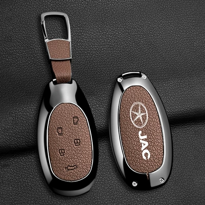 for JAC Ruifeng RF8 key: Car key bag - jac-e-modeldouble-sided-leather-with-lychee-pattern-in-brown-b01-buckle