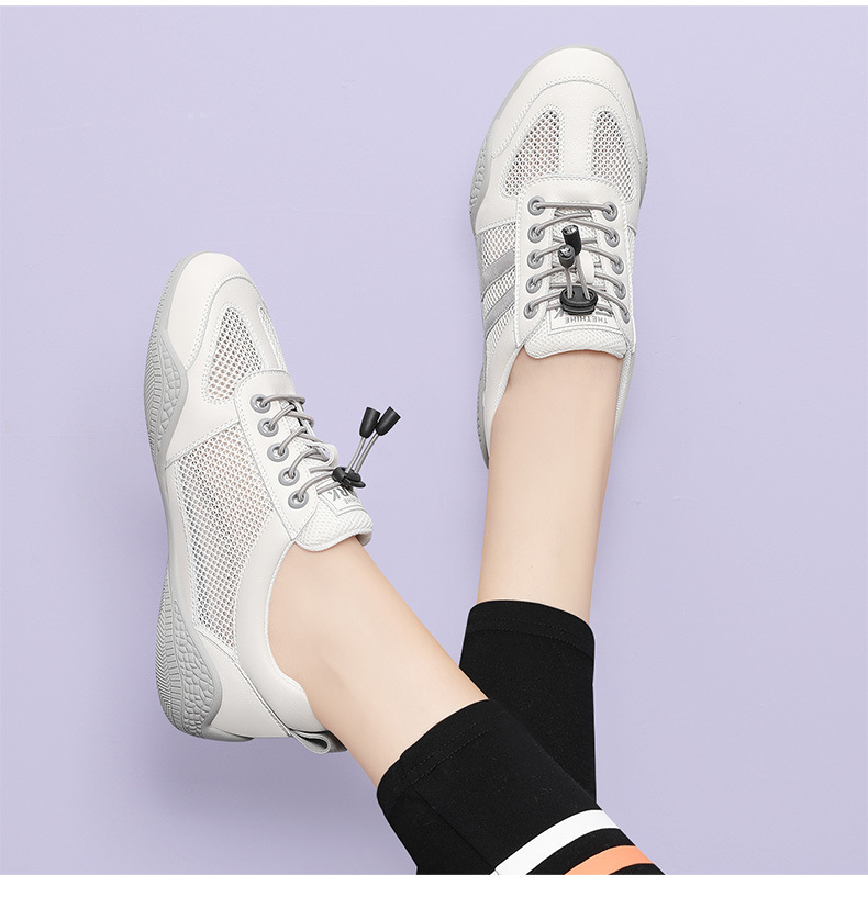 Giày lưới nữ đế bệt thoáng khí mới 2024 – giày sneaker mesh mềm mại — Xám 11055 mét, 11055 trắng xanh lá chi tiết 15