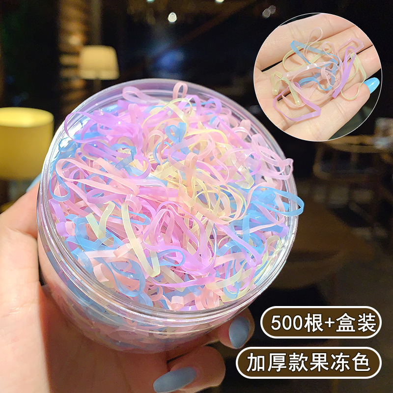 子供と女の子のための使い捨てゴムバンド髪を結ぶための高弾性ゴムリングヘッドバンドヘアバンド黒の太いレザーセットヘアロープ|undefined