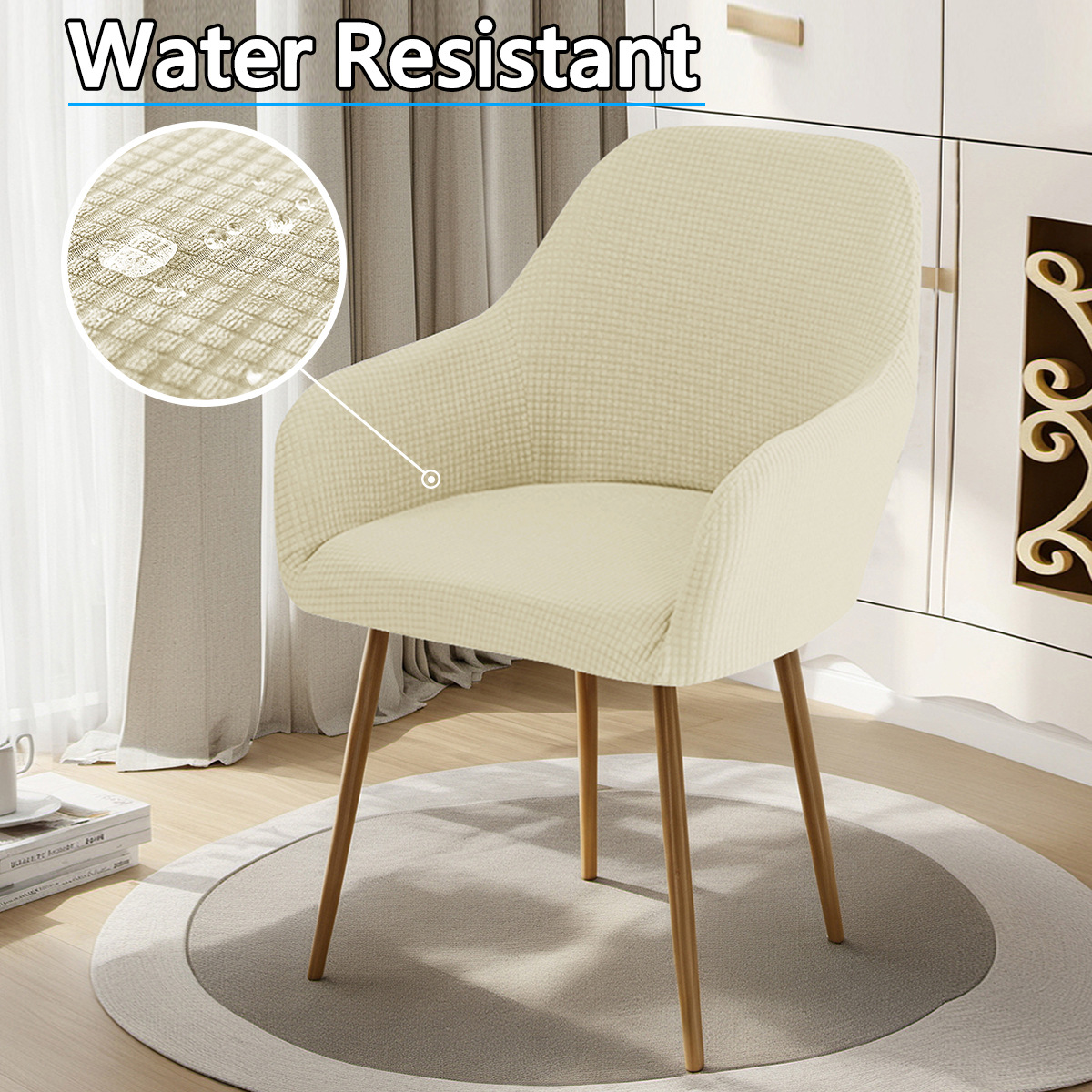 Amazon transfronteriza impermeable agitación de lana nueva cubierta de silla de arco elástica granos de maíz de alto reposabrazos cubierta de silla de comedor de hotel de forma especial