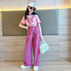 Summer children's set, cartoon trousers for leisure, with short sleeve, Korean style