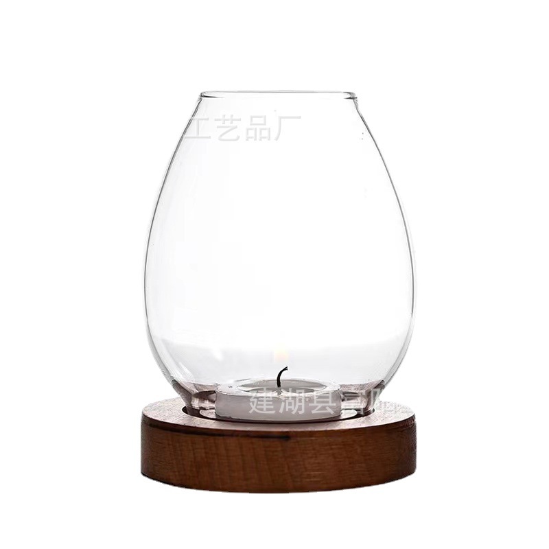 Candelabro retro transparente estilo zen, decoración china a prueba de viento, portavelas de cristal redondo para cena y hogar