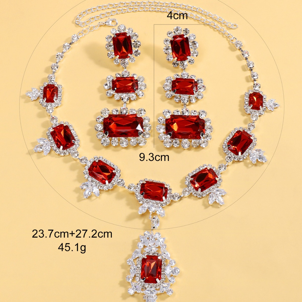 AliExpress nuevo traje de joyería de alto grado cuadrado COLLAR COLGANTE pendientes pasarela joyería conjunto