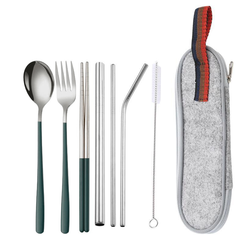 실버 그린 7 종 세트/라이트 그레이 가방