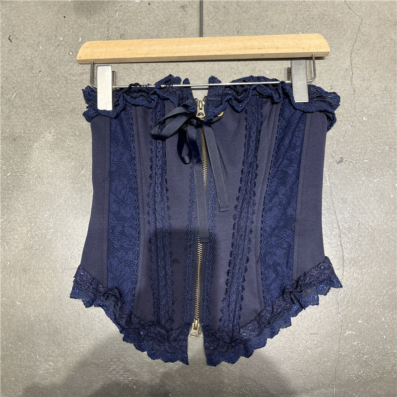 2025 Autumn Slim Fit Slimming Back Vest Top Pure Desire Hot Girl Style Hollow Lace Trim Tube Top for Women