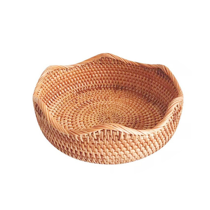 Cesta de almacenamiento de caña vietnamita Cesta de frutas trenzadas caseras Cesta de pan al vapor Cesta de aguja trenzada de caña